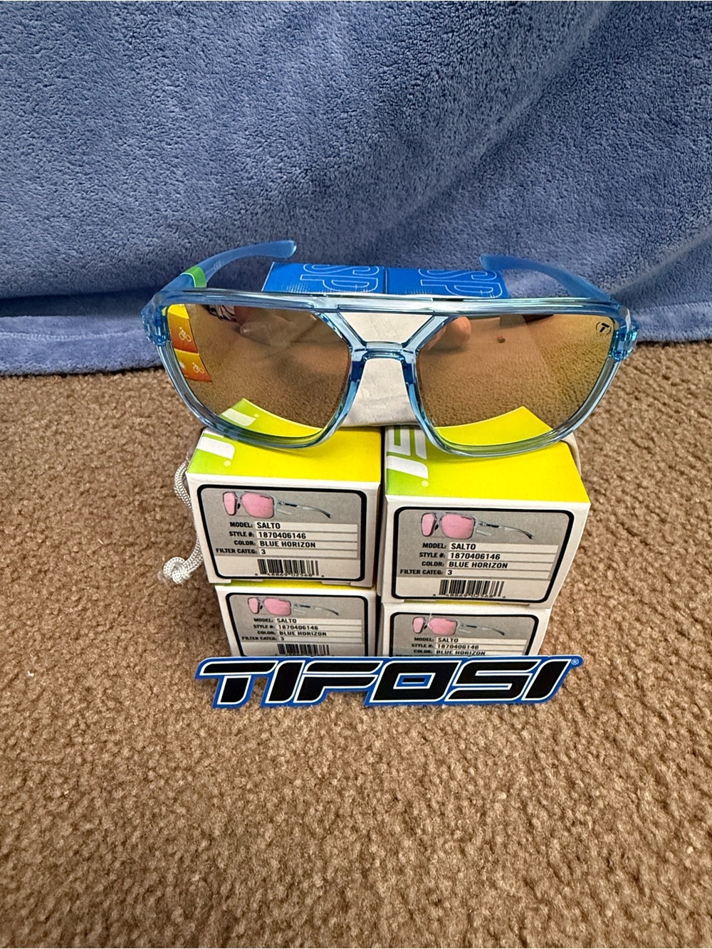 Tifosi Optics Translucent Blue Frame Sunglasses with Pink Mirrors